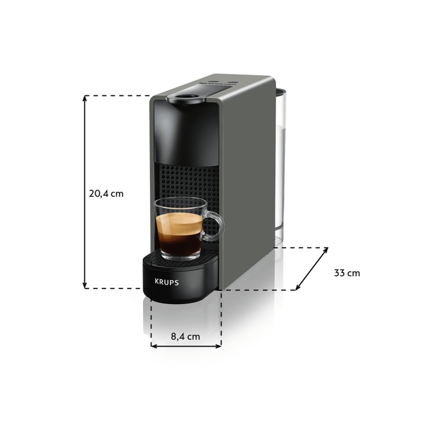 Krups - Máquina de café de cápsulas NESPRESSO Essenza mini 1310W/230V cinzento