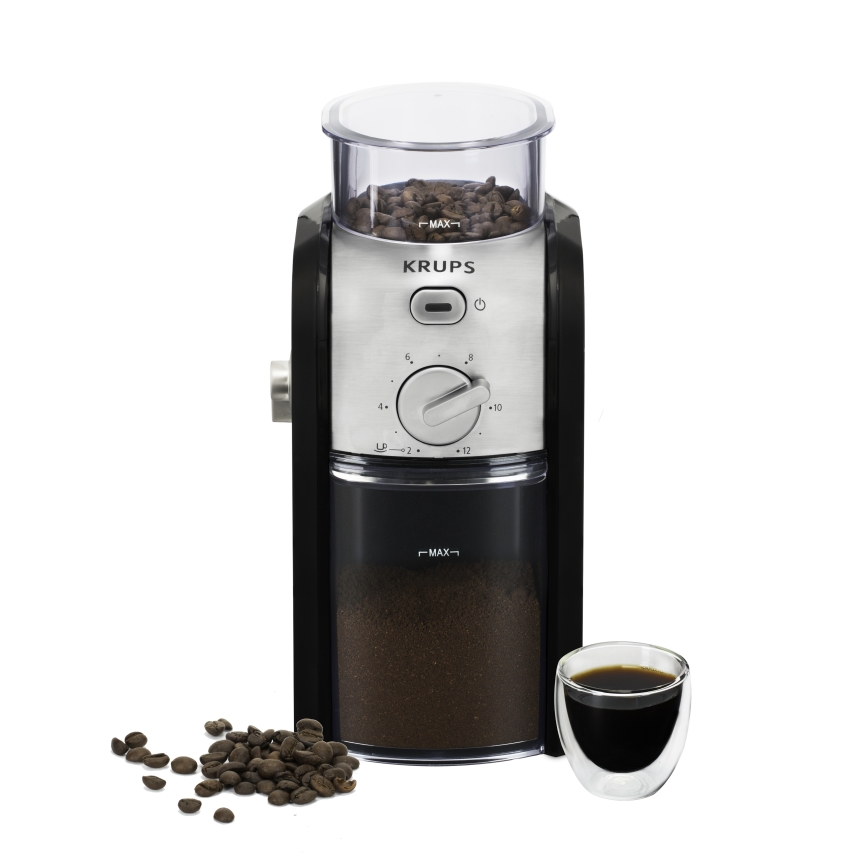 Krups - Triturador elétrico de café em grão 110W/230V aço inoxidável/preto