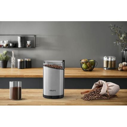 Krups - Triturador elétrico de café em grão 85g FAST-TOUCH 200W/230V cromado mate