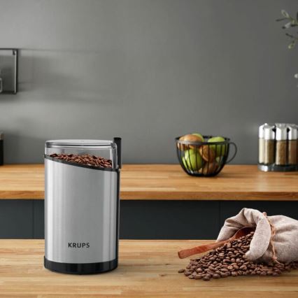 Krups - Triturador elétrico de café em grão 85g FAST-TOUCH 200W/230V cromado mate