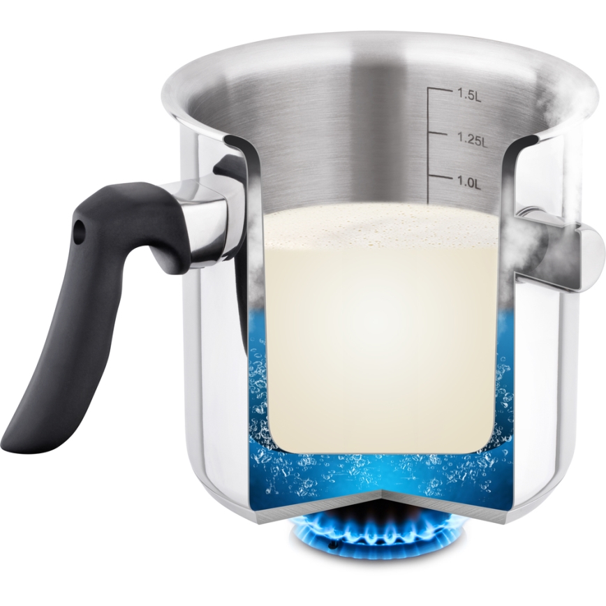 Lamart - Aquecedor de leite 1,5 l de aço inoxidável