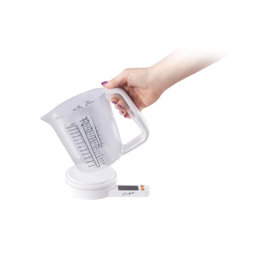 Lamart - Balança de cozinha digital com copo medidor 2xAAA branca