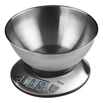 Lamart - Balança de cozinha digital com visor LCD e taça 2xAAA aço inoxidável
