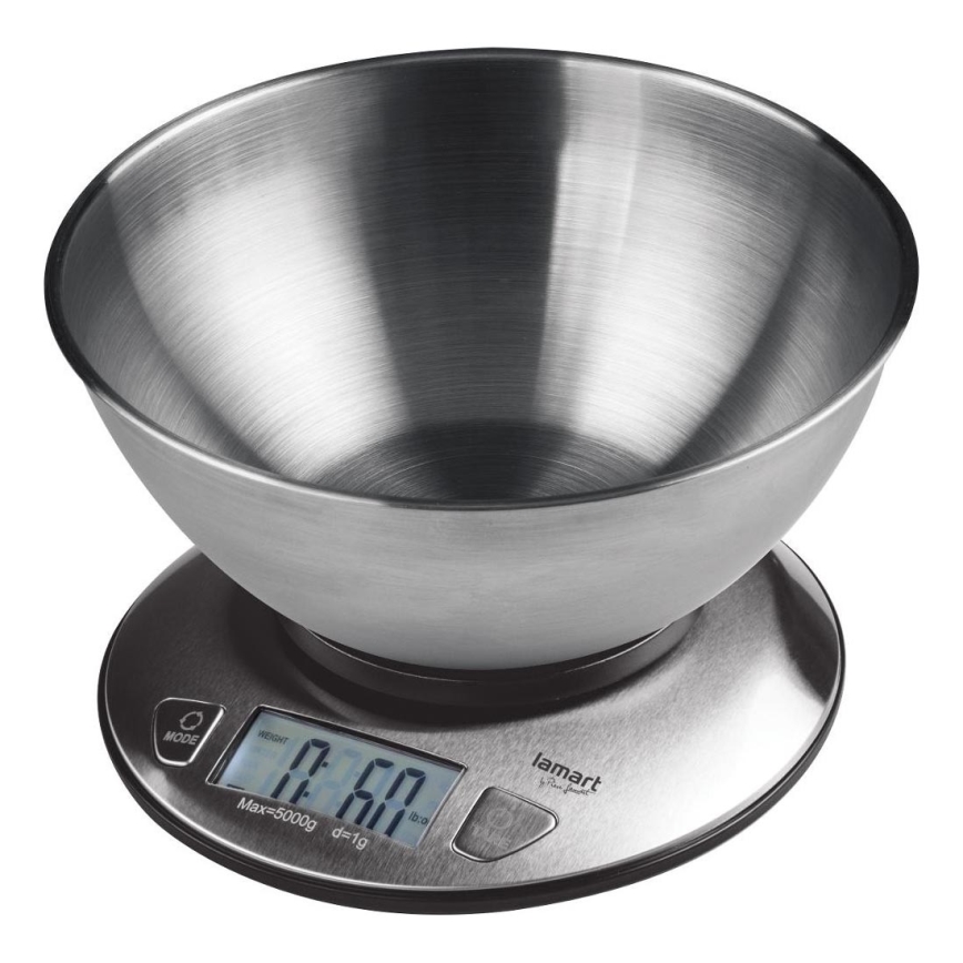 Lamart - Balança de cozinha digital com visor LCD e taça 2xAAA aço inoxidável