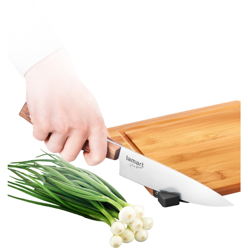 Lamart - Tábua de cortar cozinha com amolador de facas 32x22 cm