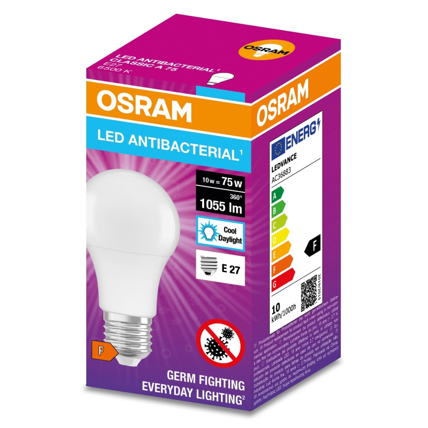 Lâmpada antibacteriana LED A75 E27/10W/230V 6500K - Osram