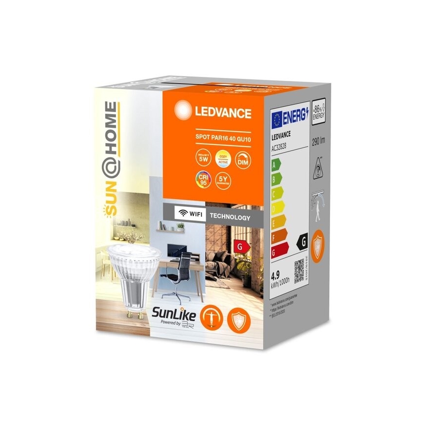 Lâmpada antibacteriana LED com regulação PAR16 GU10/4,9W/230V Wi-Fi - Ledvance
