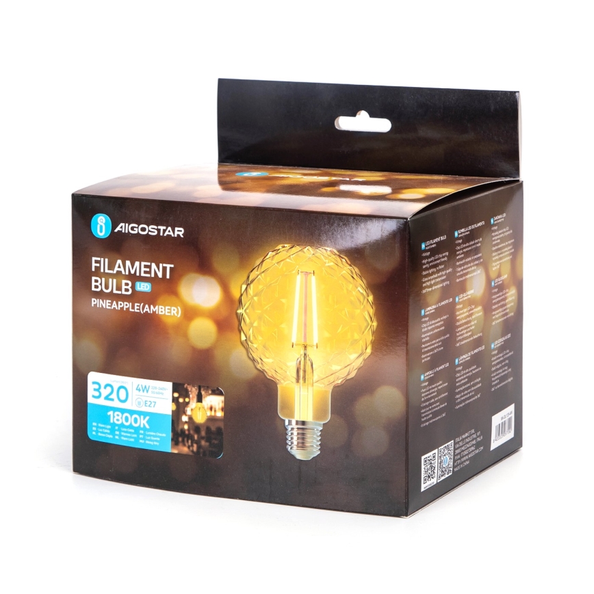 Lâmpada com Filamento LED E27/4W/230V 1800K ananás - Aigostar