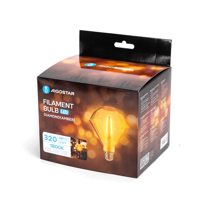 Lâmpada com Filamento LED E27/4W/230V 1800K diamant - Aigostar