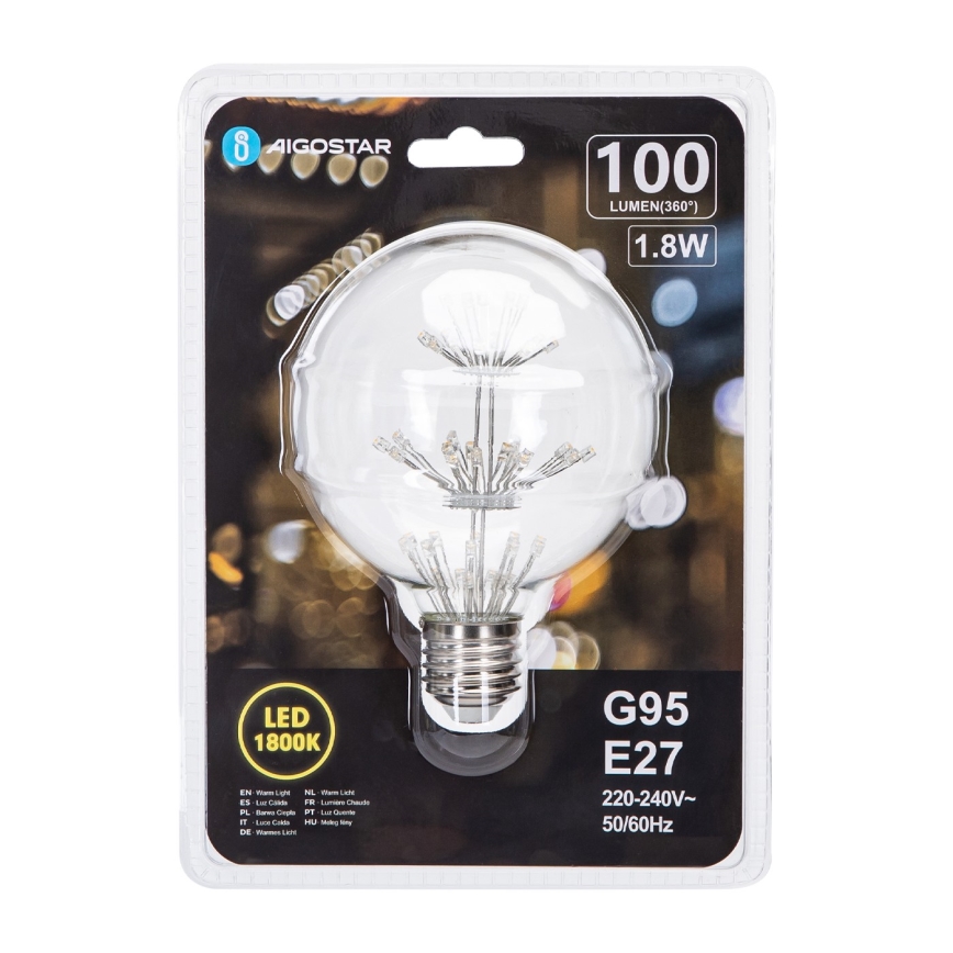 Lâmpada com Filamento LED G95 E27/1,8W/230V 1800K - Aigostar