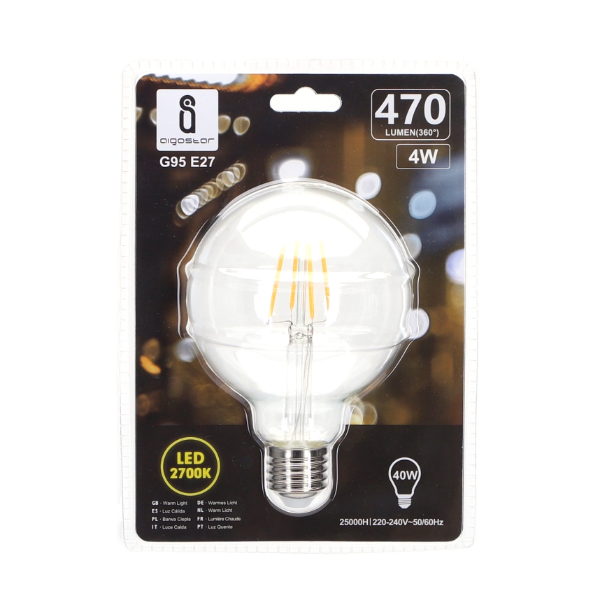 Lâmpada com filamento LED G95 E27/4W/230V 2700K - Aigostar