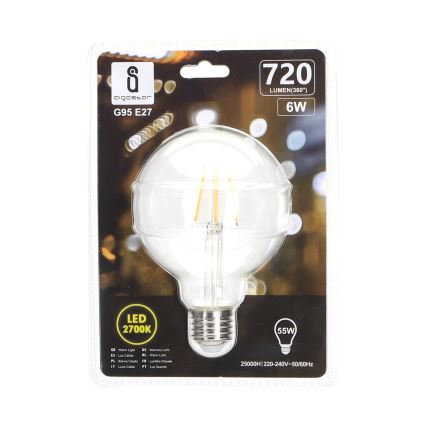 Lâmpada com FILAMENTO LED G95 E27/6W/230V 2700K - Aigostar