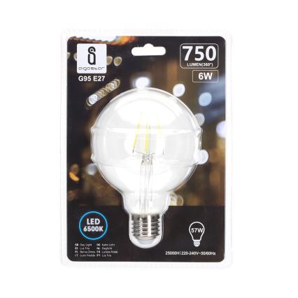 Lâmpada com FILAMENTO LED G95 E27/6W/230V 6500K - Aigostar
