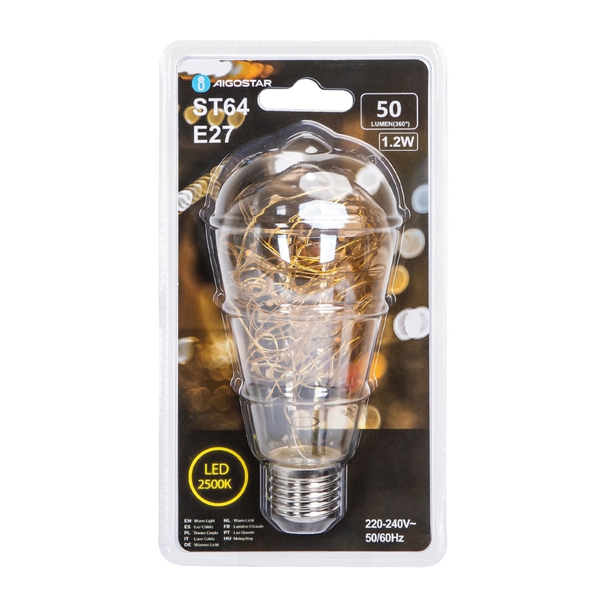 Lâmpada com Filamento LED ST64 E27/1,2W/230V 2500K - Aigostar
