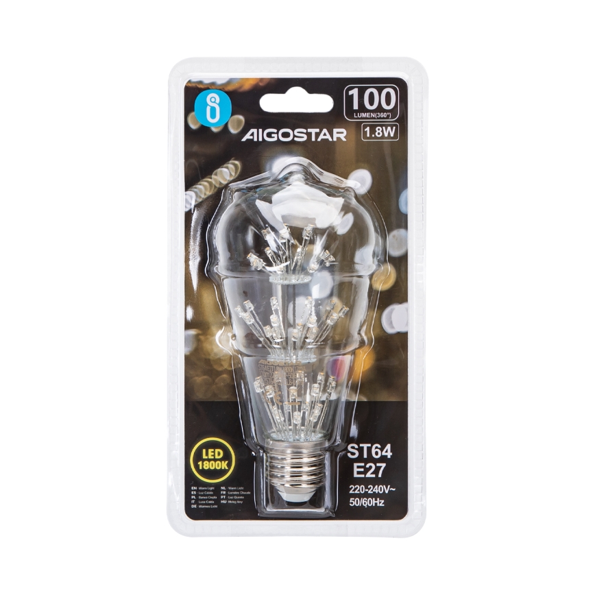 Lâmpada com Filamento LED ST64 E27/1,8W/230V 1800K - Aigostar