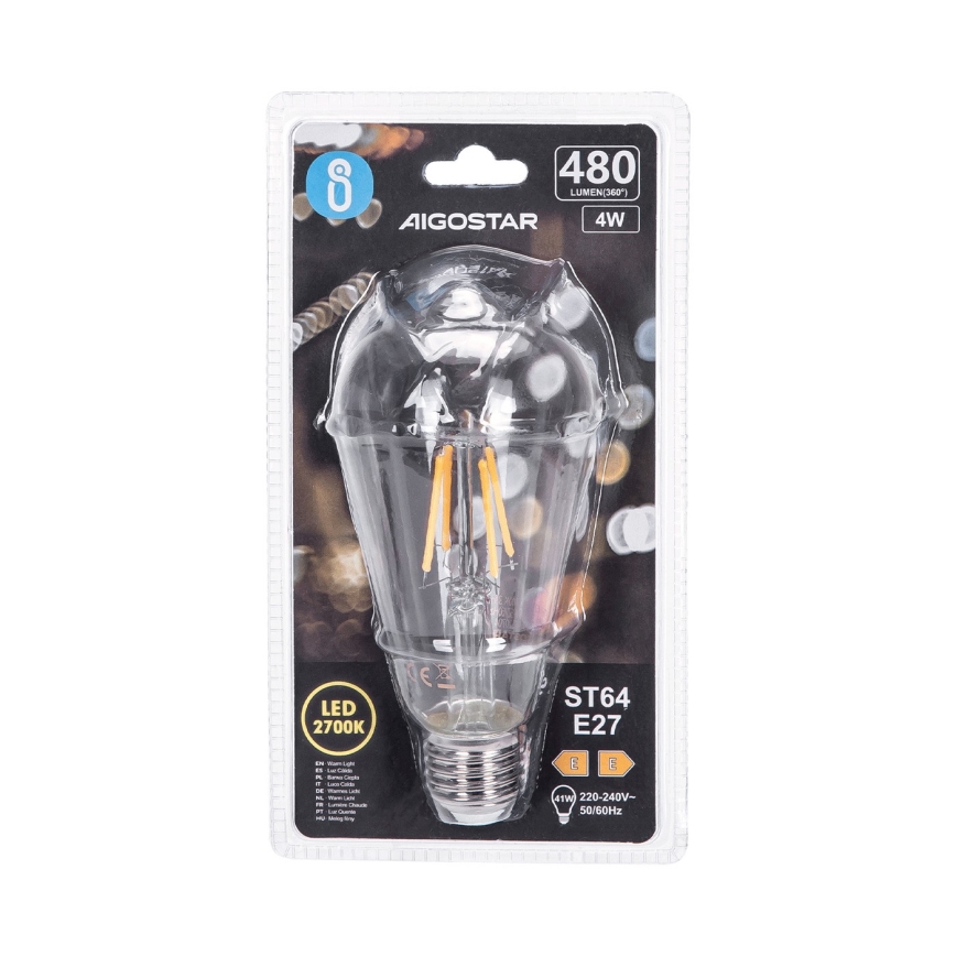 Lâmpada com FILAMENTO LED ST64 E27/4W/230V 2700K - Aigostar