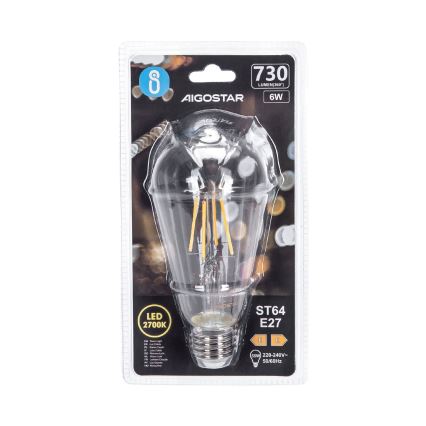 Lâmpada com FILAMENTO LED ST64 E27/6W/230V 2700K - Aigostar