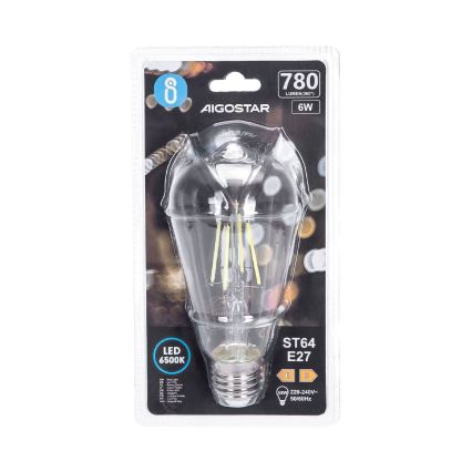 Lâmpada com FILAMENTO LED ST64 E27/6W/230V 6500K - Aigostar
