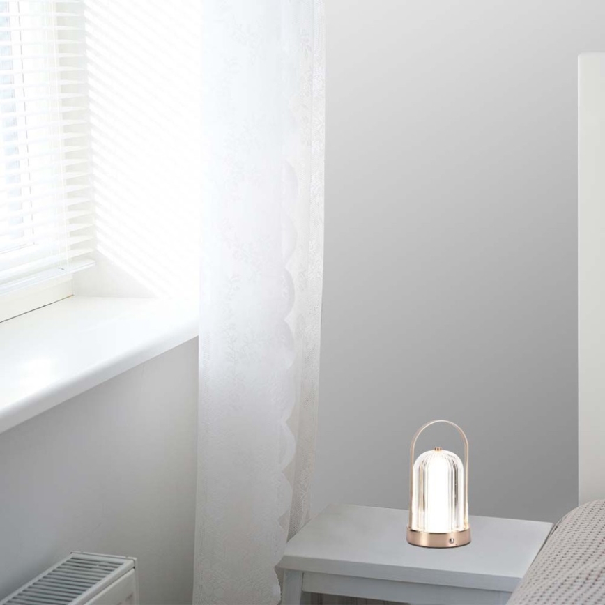 Lâmpada de mesa LED recarregável com dimmer tátil LED/1W/5V 3000-6000K 1800 mAh cobre