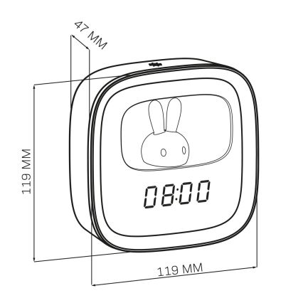 Luminária Noturna LED Regulável com Despertador BUNNY LED/1,2W/5V 3000K