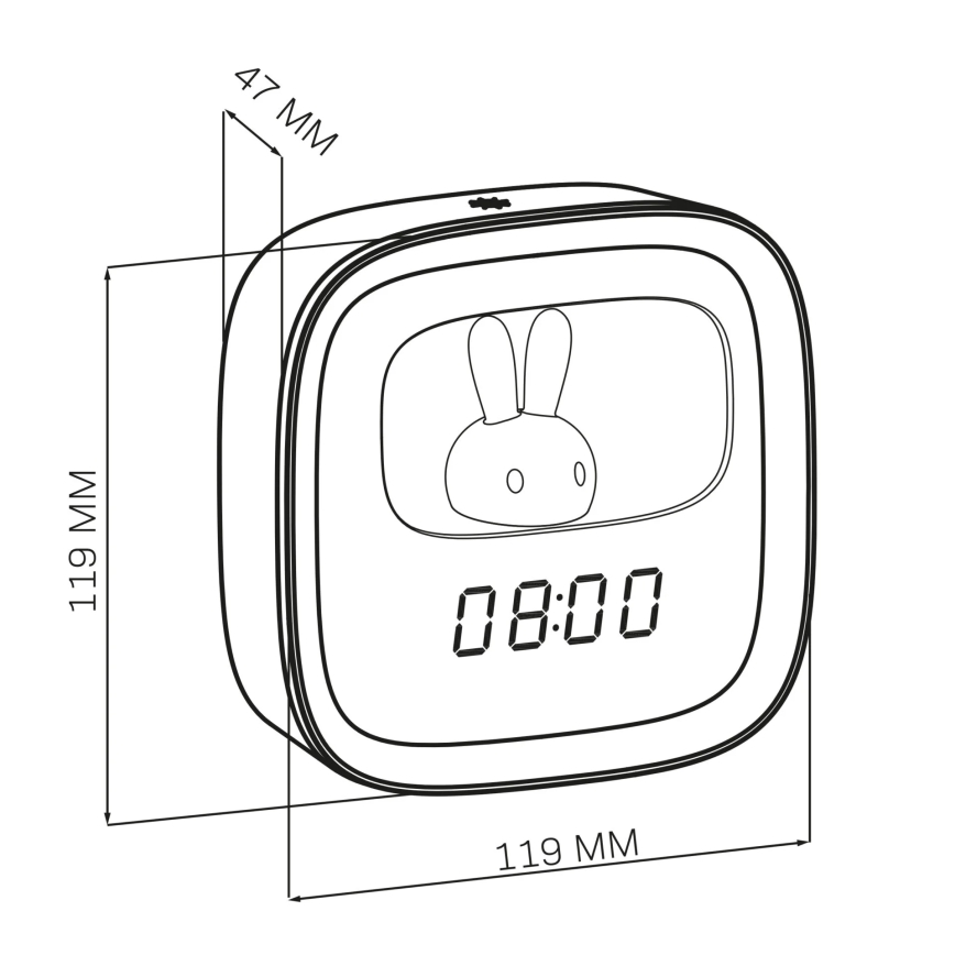 Luminária Noturna LED Regulável com Despertador BUNNY LED/1,2W/5V 3000K