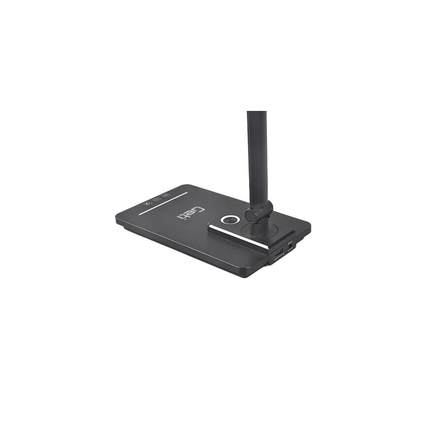 Lâmpada de mesa LED regulável com USB LED/9W/230V 3000K/4000K/5500K preta