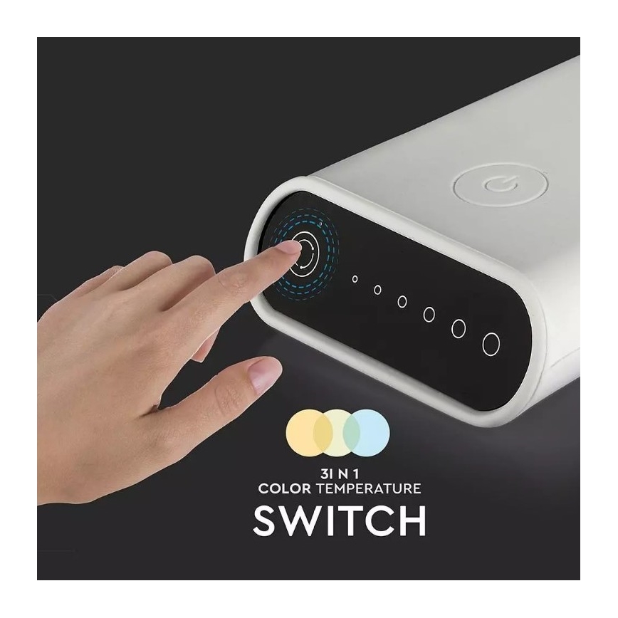 Lâmpada de mesa LED flexível com dimmer LED/6,5W/5V 2000 mAh 3000K/4500K/6000K