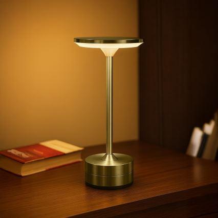 Lâmpada de mesa LED recarregável com toque TAVOLO LED/2,5W/5V 2400 mAh 3000-6000K dourada