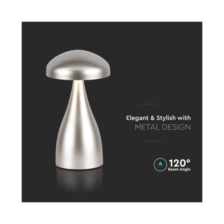 Lâmpada de mesa LED recarregável com dimmer tátil LED/1W/5V 3000-6000K 1800 mAh prateada