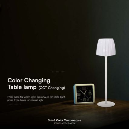 Lâmpada de mesa LED recarregável com dimmer tátil LED/2,7W/5V 3000/4000/6000K 1800 mAh branca