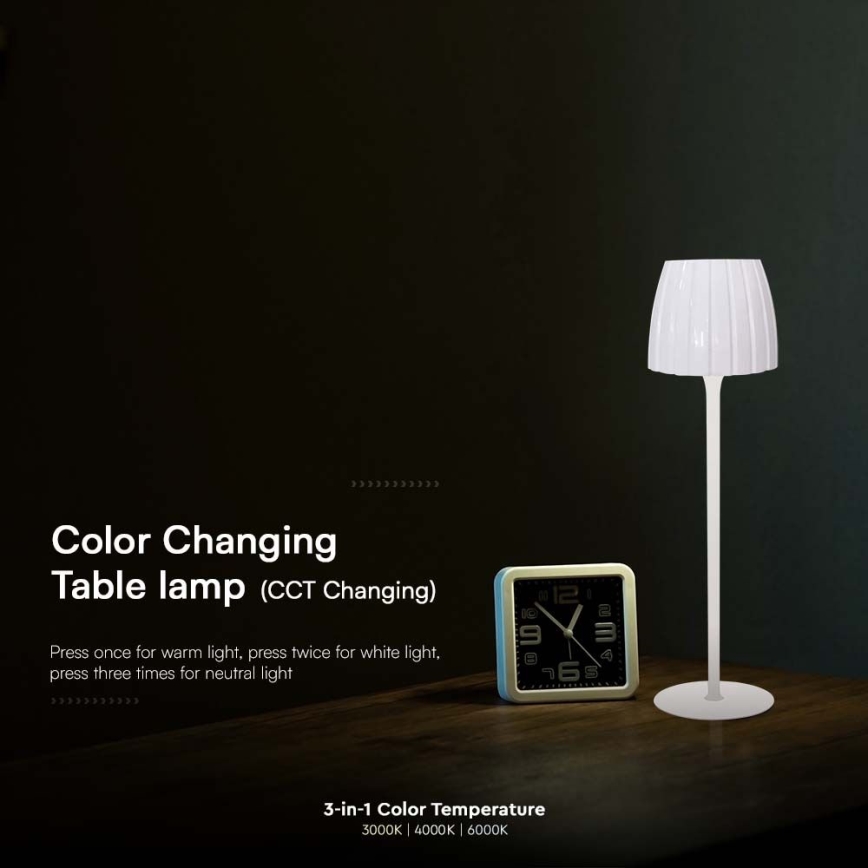 Lâmpada de mesa LED recarregável com dimmer tátil LED/2,7W/5V 3000/4000/6000K 1800 mAh branca