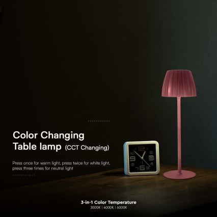 Lâmpada de mesa recarregável LED com dimmer tátil LED/2,7W/5V 3000/4000/6000K 1800 mAh castanha