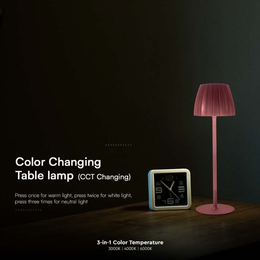Lâmpada de mesa recarregável LED com dimmer tátil LED/2,7W/5V 3000/4000/6000K 1800 mAh castanha