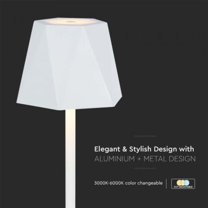 Lâmpada de mesa LED recarregável com dimmer tátil LED/4W/5V 3000-6000K 1800 mAh branca