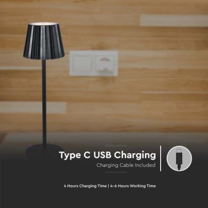 Lâmpada de mesa LED recarregável com dimmer tátil LED/4W/5V 3000-6000K 1800 mAh preta
