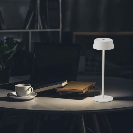 Lâmpada de mesa LED recarregável com toque, dimmer, para uso externo LED/2W/5V 4400 mAh IP54 branca