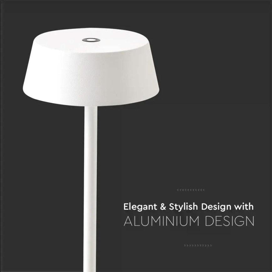 Lâmpada de mesa LED recarregável com toque, dimmer, para uso externo LED/2W/5V 4400 mAh IP54 branca