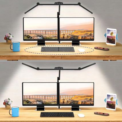 Lâmpada de mesa flexível LED com dimmer tátil LED/24W/230V 3000-6500K CRI 92 preta