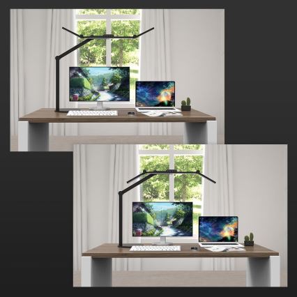 Lâmpada de mesa flexível LED com dimmer tátil LED/24W/230V 3000-6500K CRI 92 preta