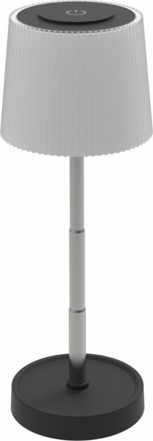 Lâmpada de mesa recarregável para exterior, LED dimerizável, 2W/5V, IP44, 1200 mAh, cinzenta