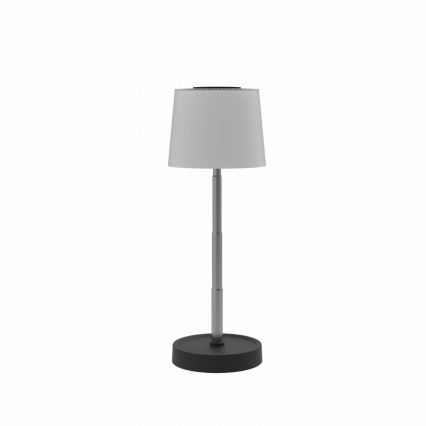 Lâmpada de mesa recarregável para exterior, LED dimerizável, 2W/5V, IP44, 1200 mAh, cinzenta