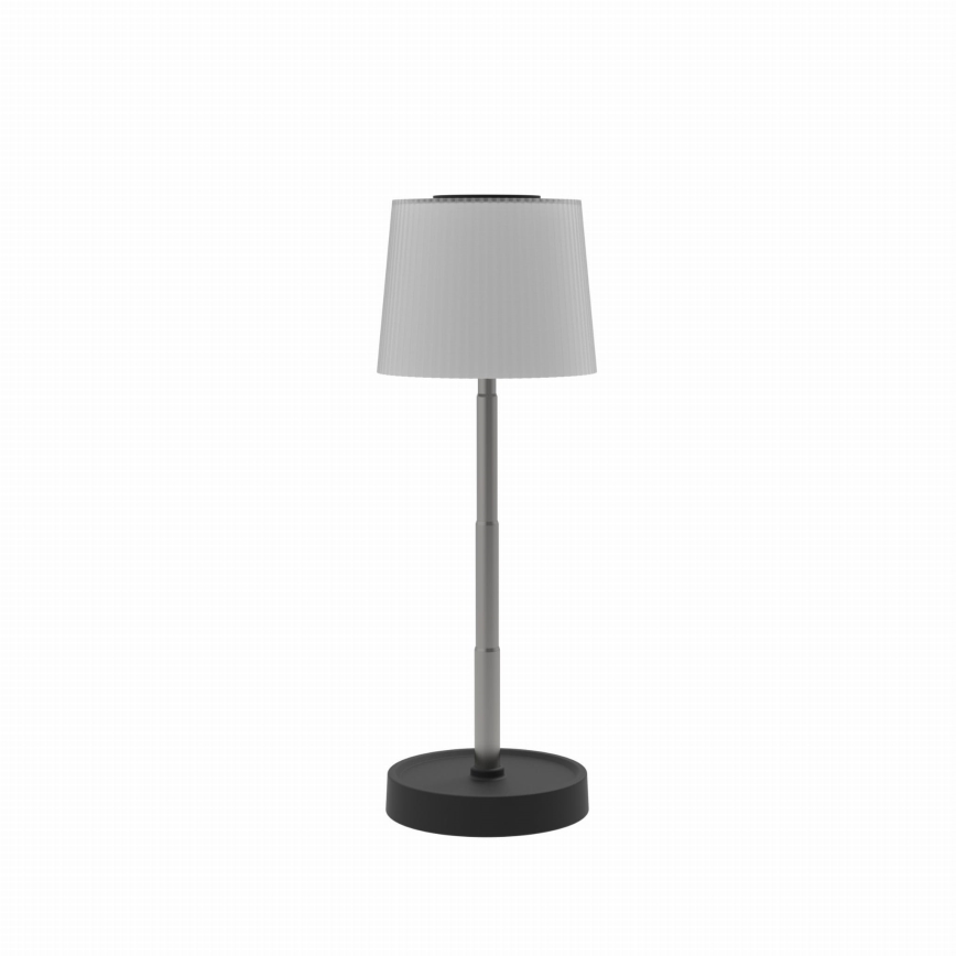 Lâmpada de mesa recarregável para exterior, LED dimerizável, 2W/5V, IP44, 1200 mAh, cinzenta