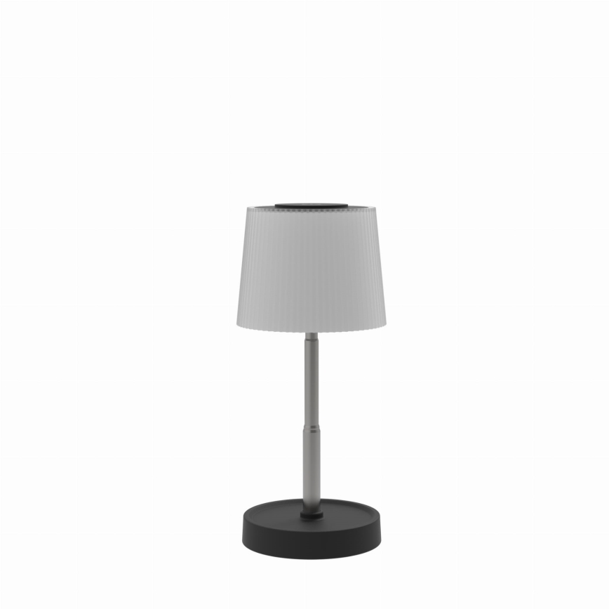Lâmpada de mesa recarregável para exterior, LED dimerizável, 2W/5V, IP44, 1200 mAh, cinzenta