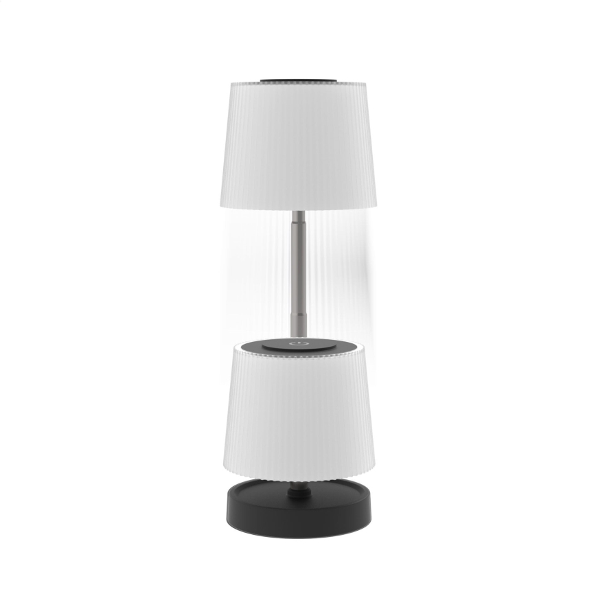 Lâmpada de mesa recarregável para exterior, LED dimerizável, 2W/5V, IP44, 1200 mAh, cinzenta