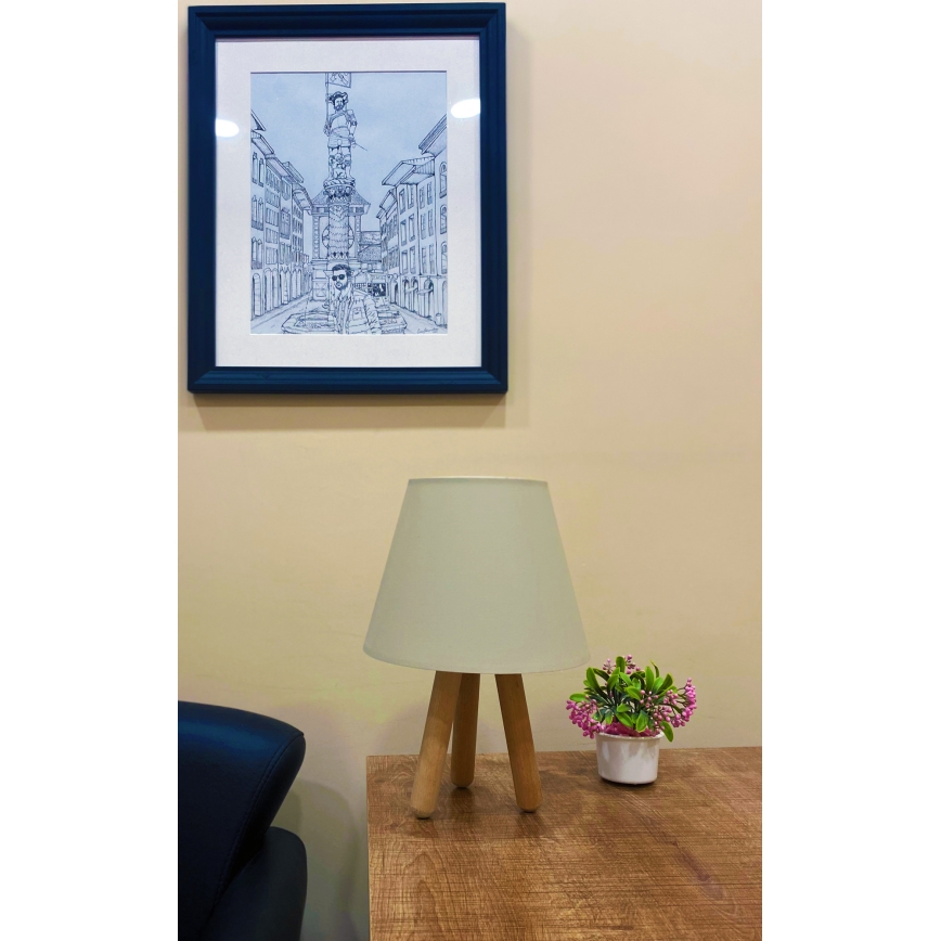 Lâmpada de mesa WOOD 1xE27/60W/230V bege