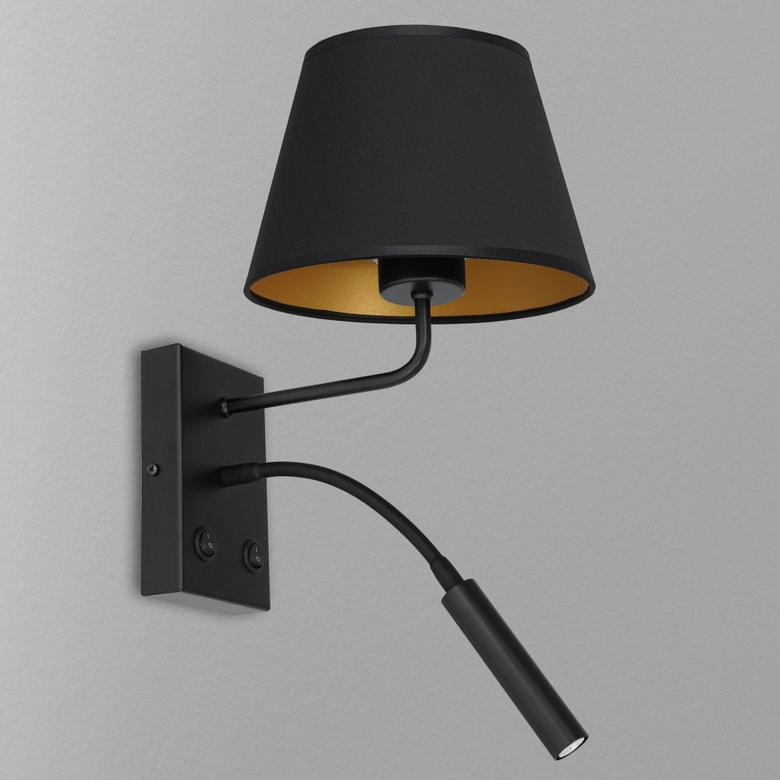Luminária de parede ARDEN 1xE27/60W/230V + 1xG9/8W preta/dourada