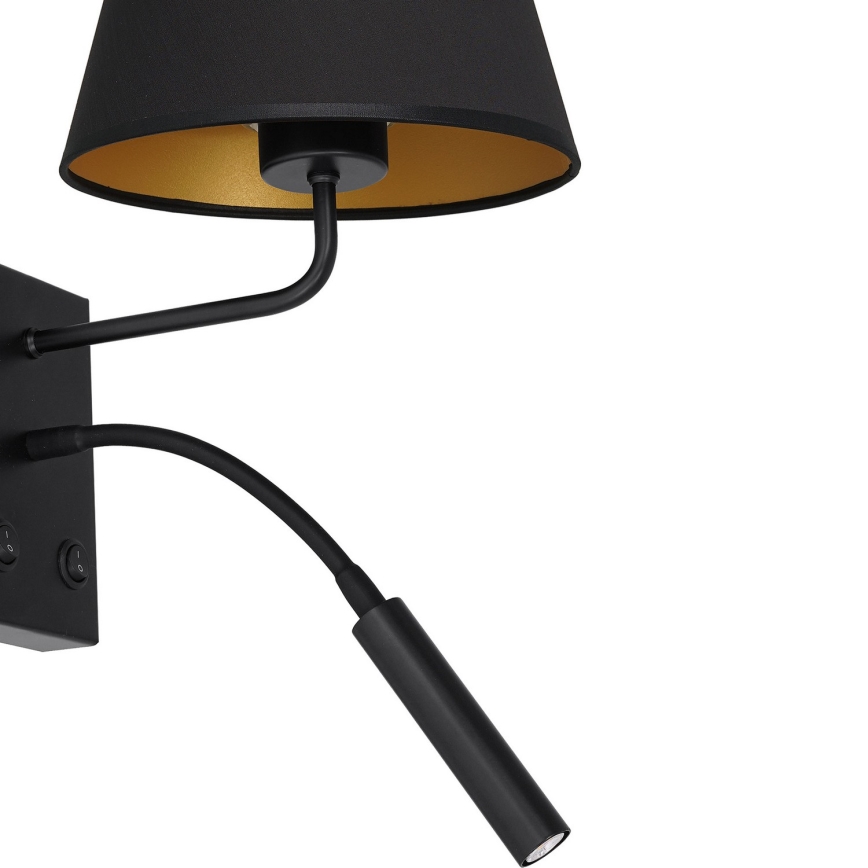 Luminária de parede ARDEN 1xE27/60W/230V + 1xG9/8W preta/dourada
