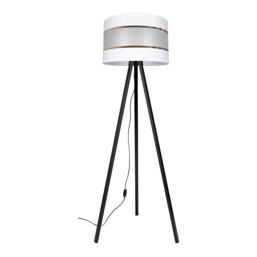 Lâmpada de pé CORAL 1xE27/60W/230V wengue/branco/dourado