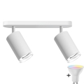 Lâmpada de teto LED RGBW dimmável TURYN 2xGU10/6,5W/230V 2700-6500K Wi-Fi IP44 branca
