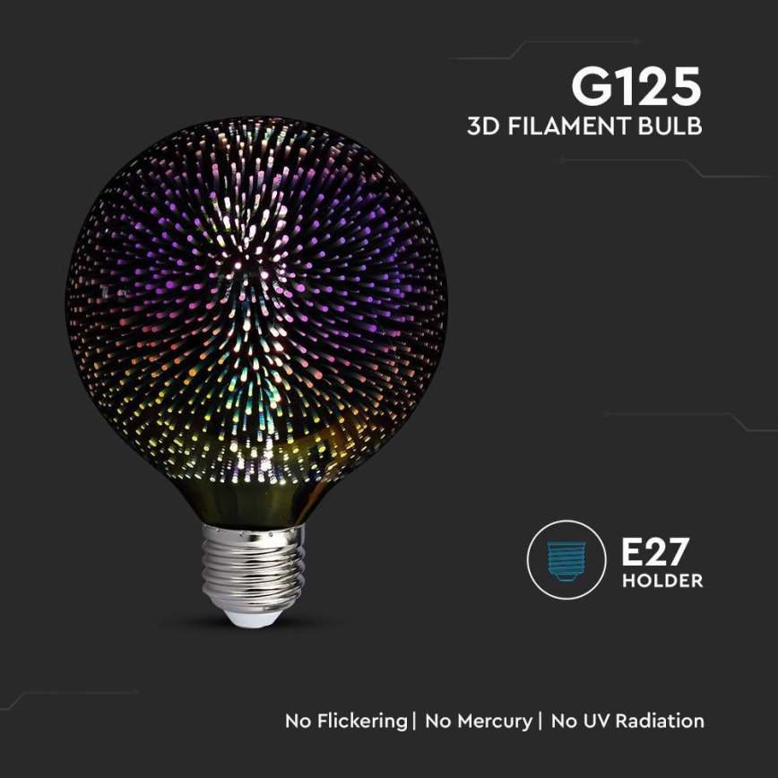 Lâmpada decorativa LED 3D FILAMENT G125 E27/4W/230V 3000K